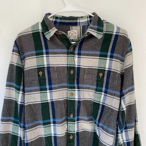J. CREW Plaid Flannel Shirt Men's Medium Slim Fit 100% Cotton Long Sleeve.